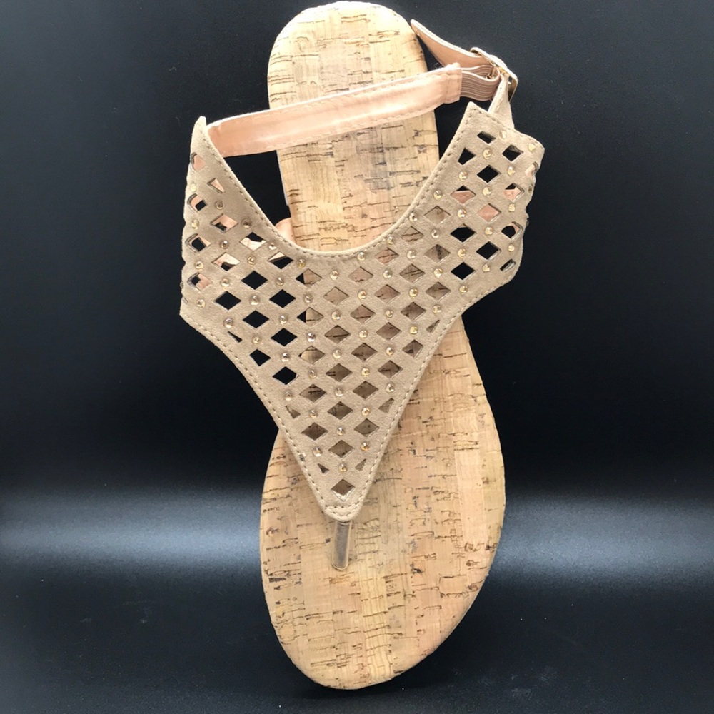 Austin Trading Co Tan Lattice Rhinestones Cork - Picture 8 of 10